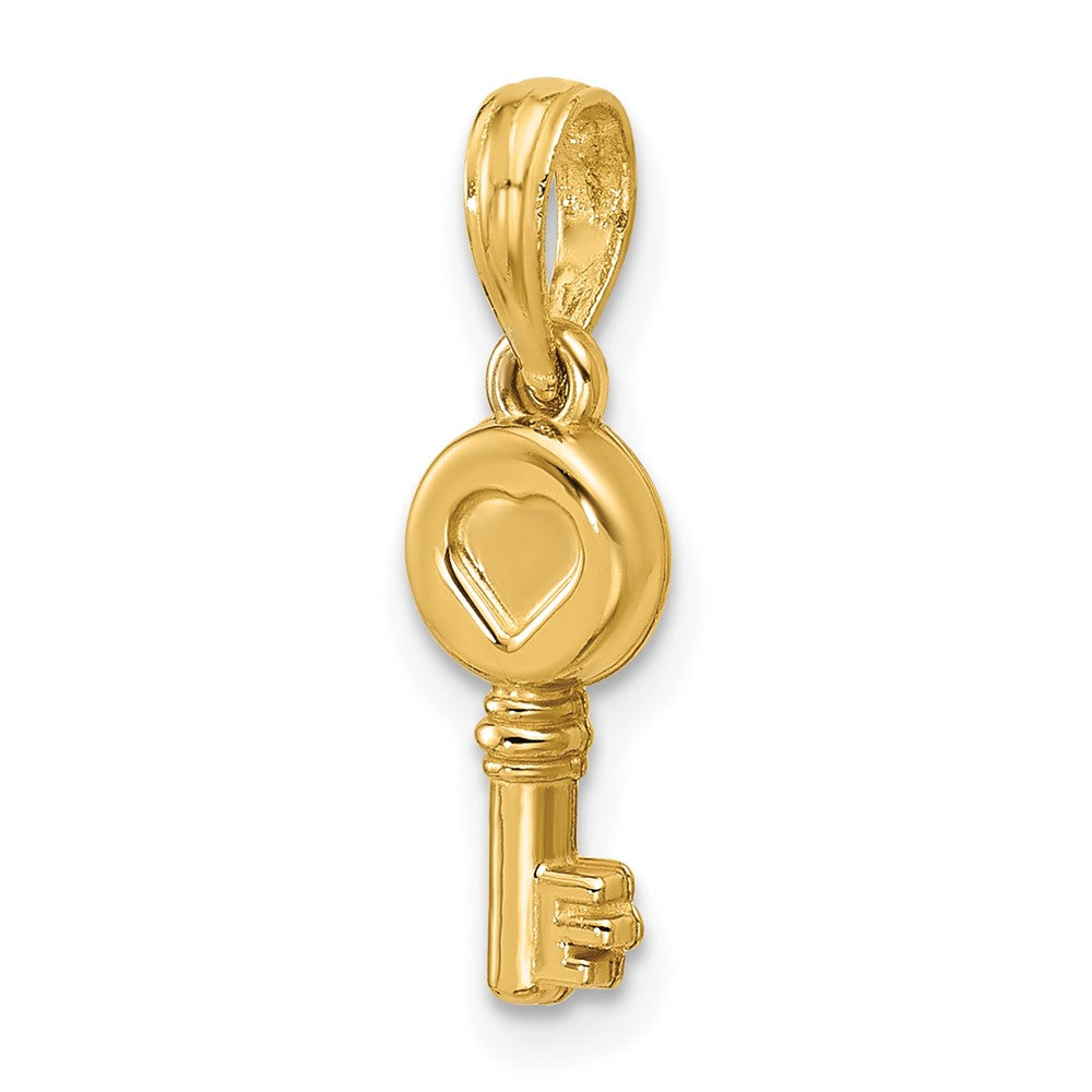 14K Yellow Gold Polished Heart Key Pendant