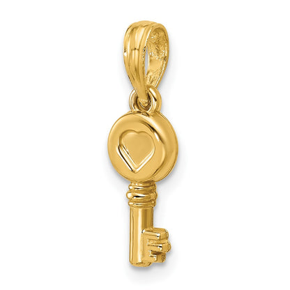 14K Yellow Gold Polished Heart Key Pendant