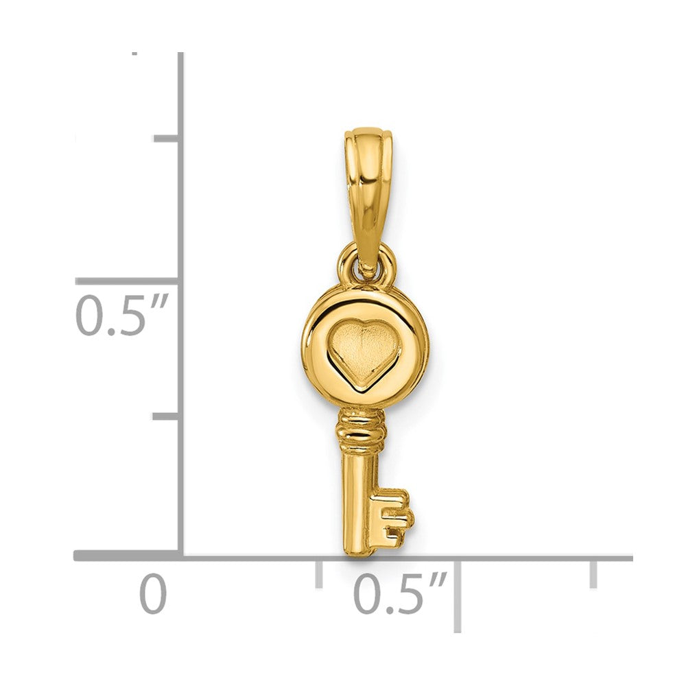 14K Yellow Gold Polished Heart Key Pendant