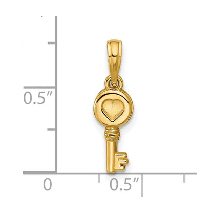 14K Yellow Gold Polished Heart Key Pendant