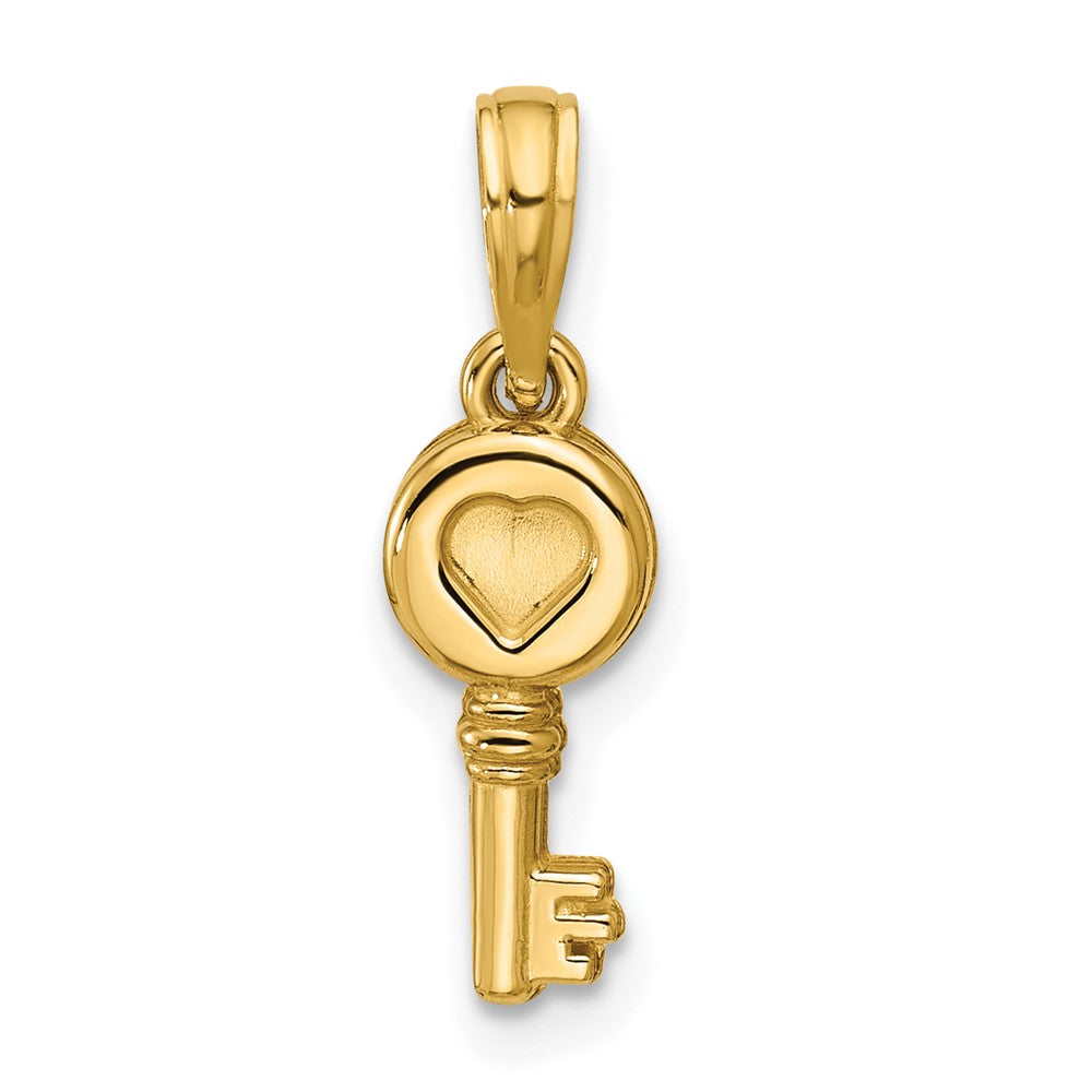 14K Yellow Gold Polished Heart Key Pendant