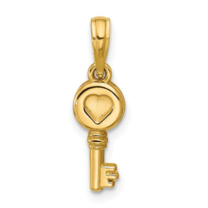 14K Yellow Gold Polished Heart Key Pendant