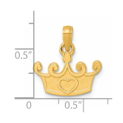 14K Yellow Gold Polished Crown Pendant