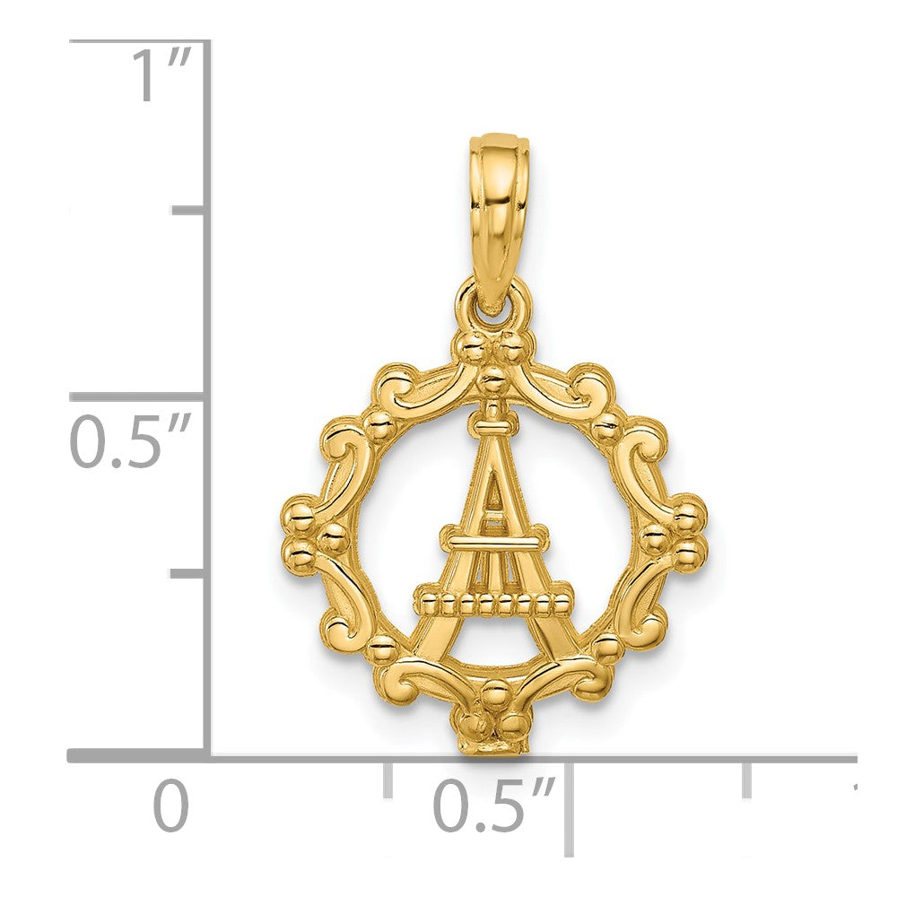 14K Yellow Gold Polished Eiffel Tower Pendant