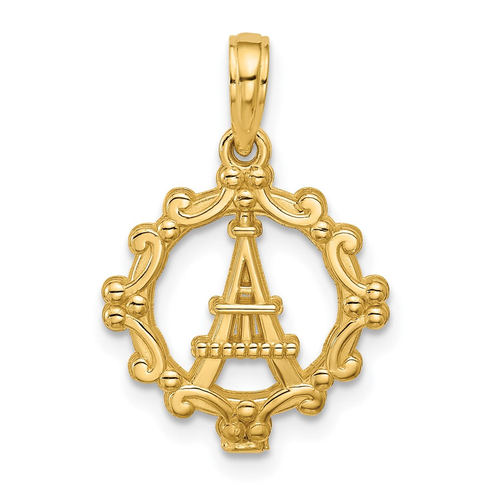 14K Yellow Gold Polished Eiffel Tower Pendant