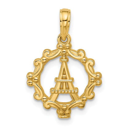 14K Yellow Gold Polished Eiffel Tower Pendant