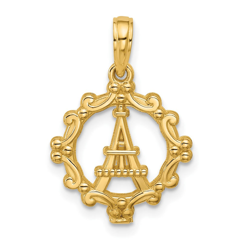14K Yellow Gold Polished Eiffel Tower Pendant