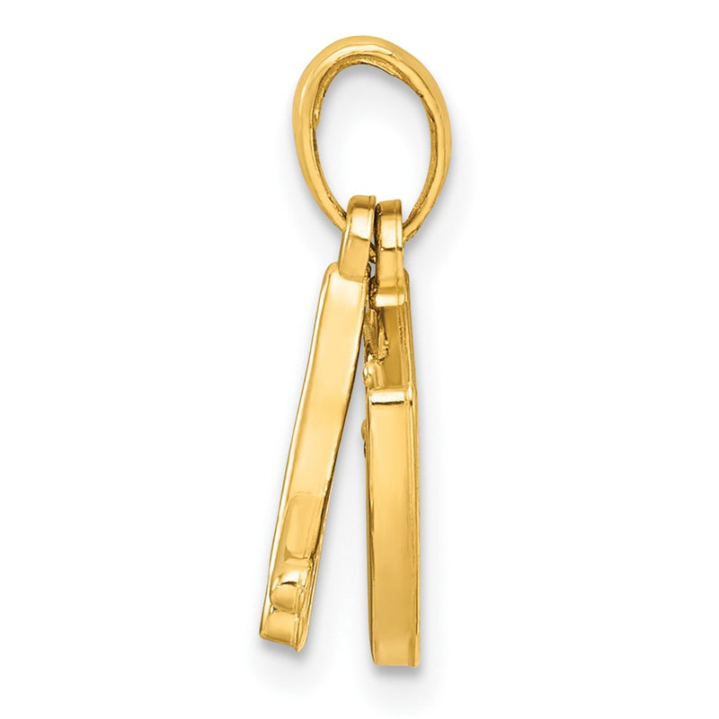 14K Yellow Gold Polished Drumsticks and Drum Pendant