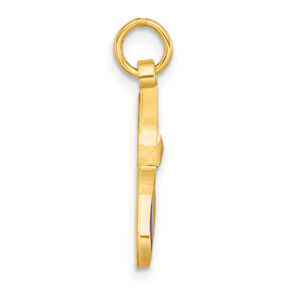 14K Yellow Gold Polished Enameled Rainbow Brush Pendant
