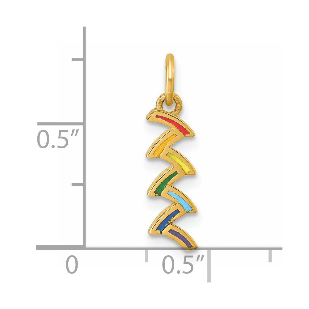 14K Yellow Gold Polished Enameled Rainbow Falls Pendant