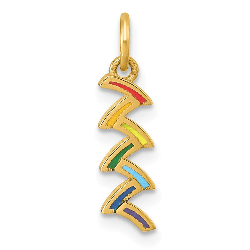 14K Yellow Gold Polished Enameled Rainbow Falls Pendant