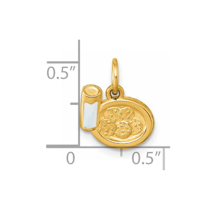 14K Yellow Gold Polished Enameled Milk and Cookies Pendant