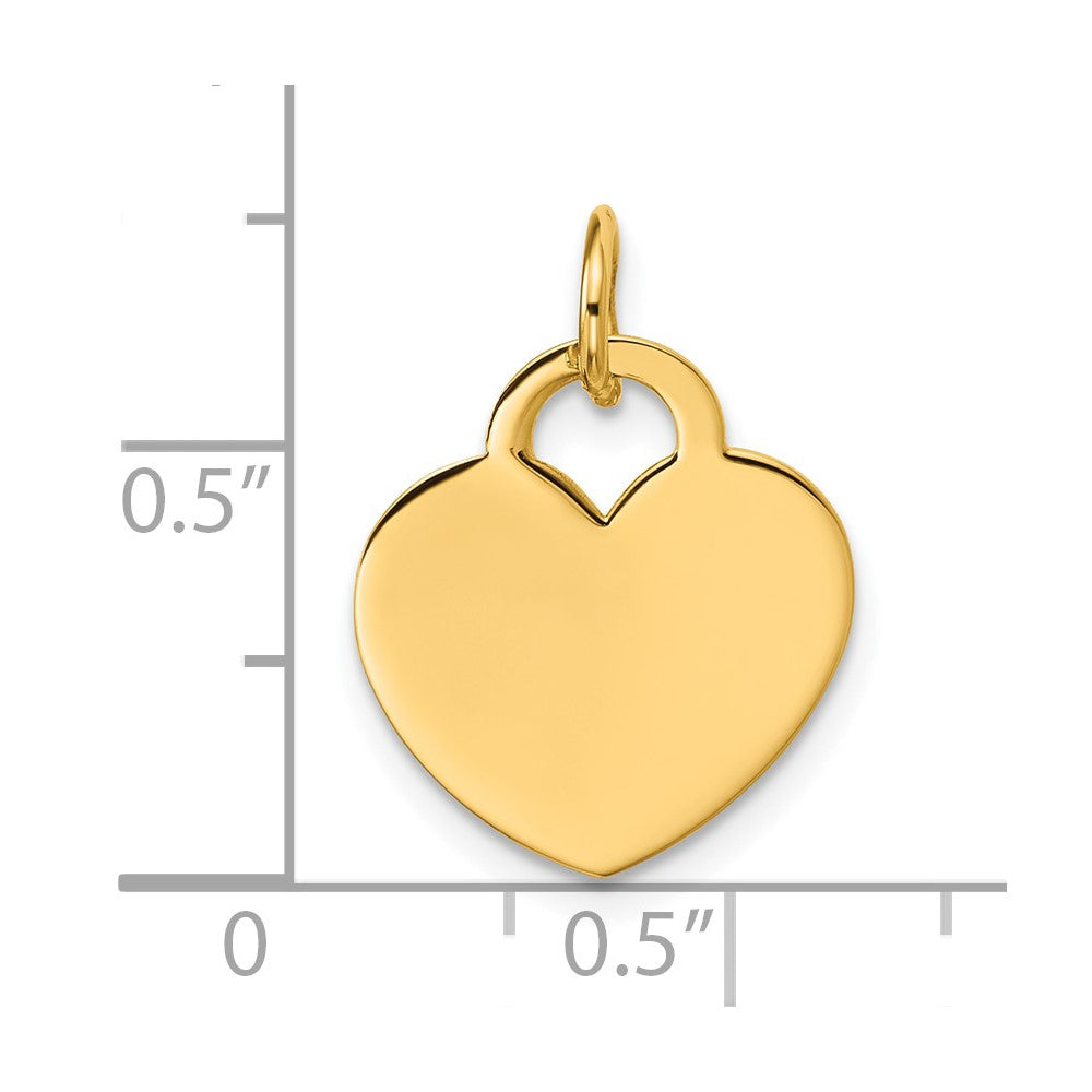 14k Yellow Gold Polished Heart Shaped Disc Pendant