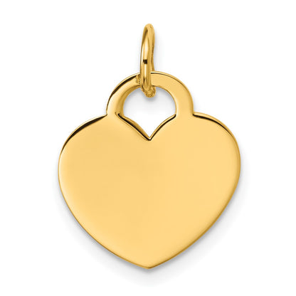 14k Yellow Gold Polished Heart Shaped Disc Pendant