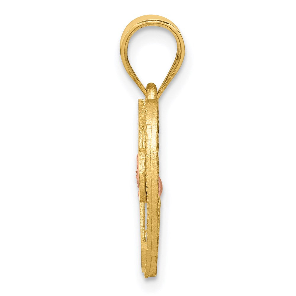14K Two-Tone Heart Letter I Initial Pendant