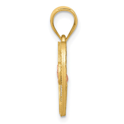 14K Two-Tone Heart Letter I Initial Pendant