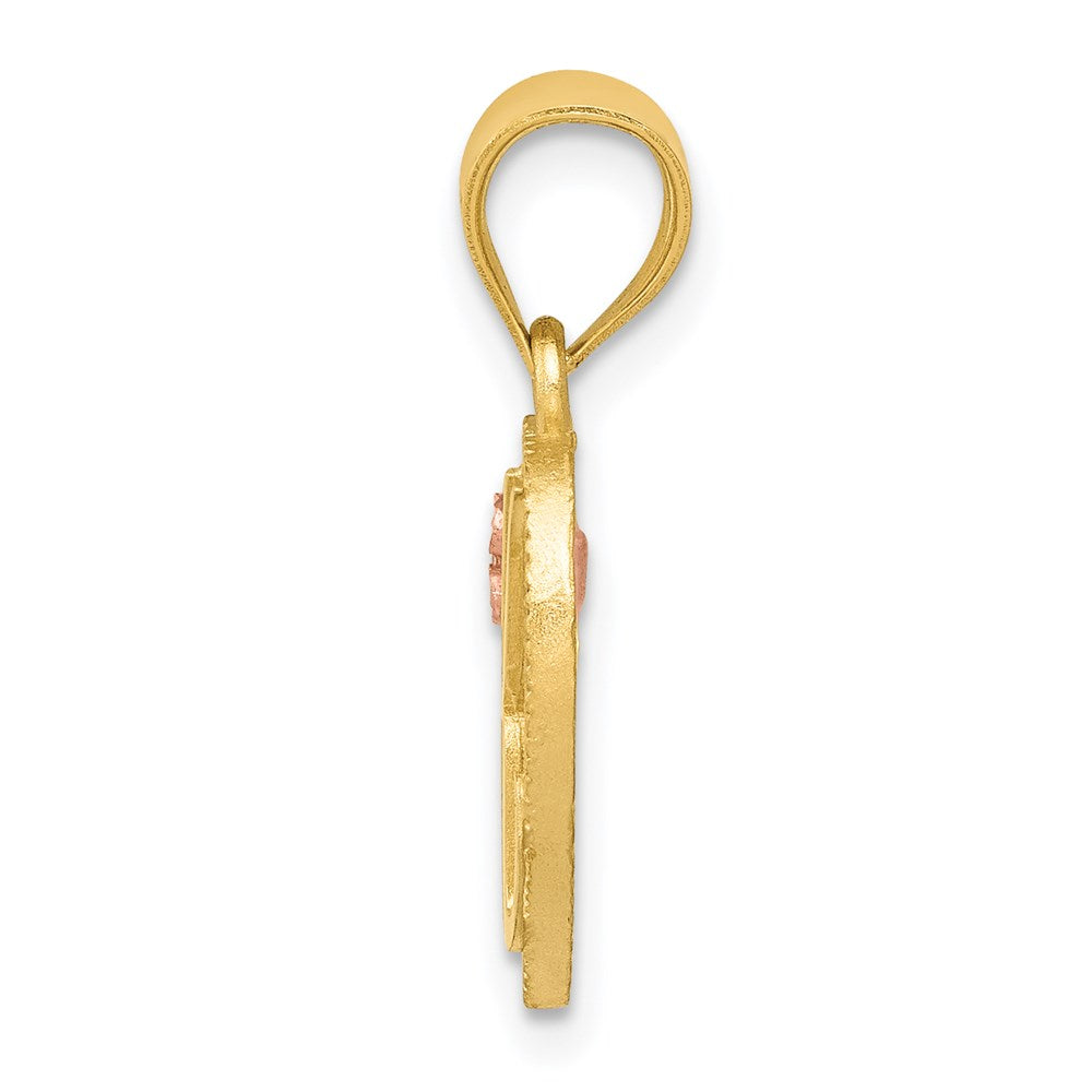 14K Yellow Gold Two-Tone Heart Letter K Initial Pendant