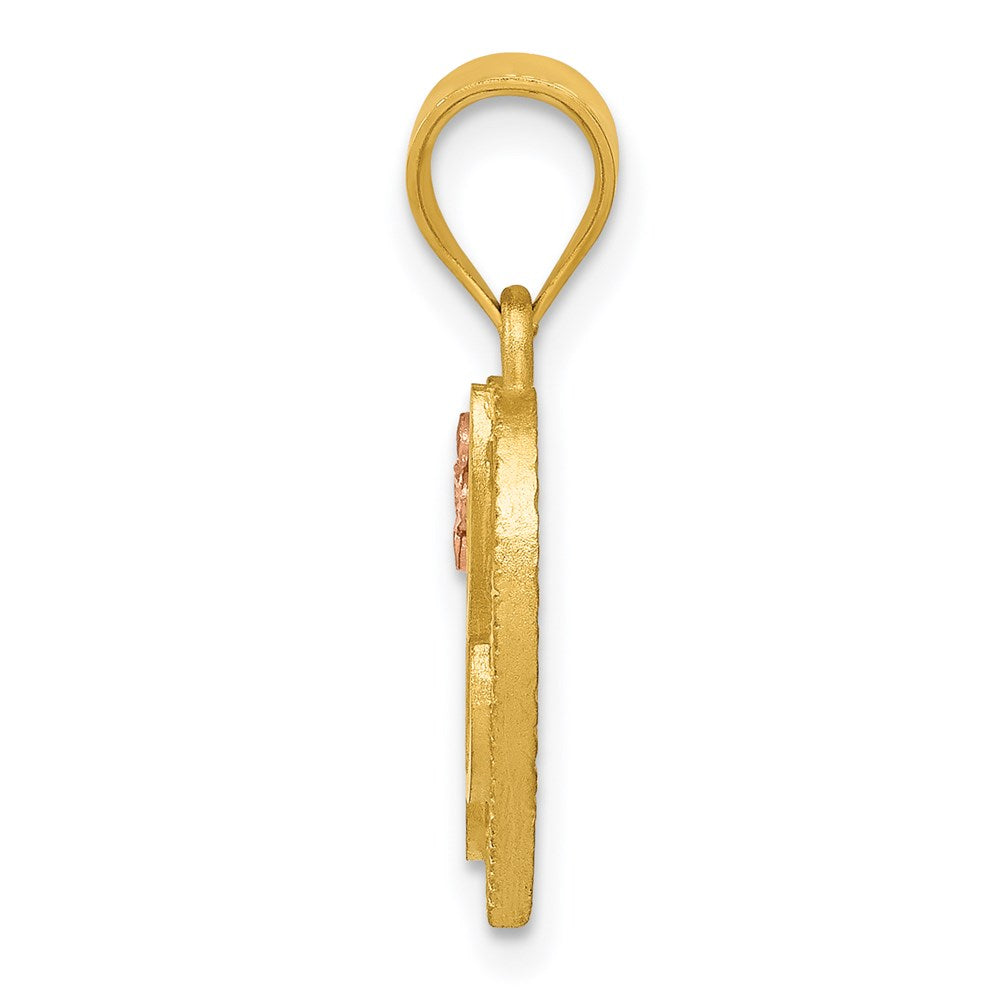 14K Yellow Gold Two-Tone Heart Letter L Initial Pendant
