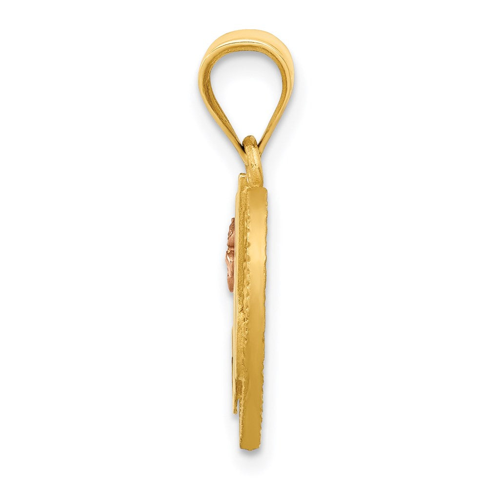 14K Two-Tone Heart Letter M Initial Pendant