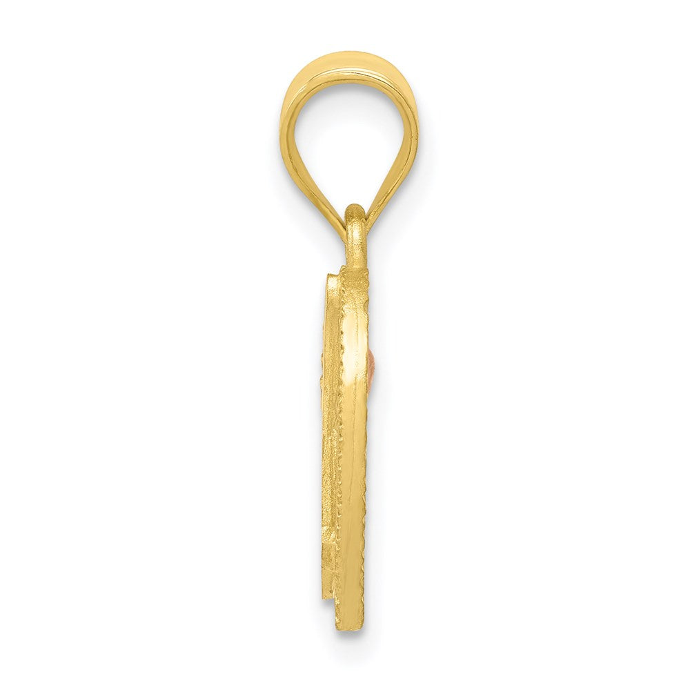 14K Two-Tone Heart Letter N Initial Pendant