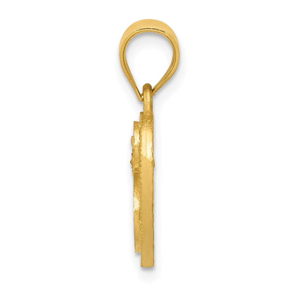 14K Two-Tone Heart Letter S Initial Pendant