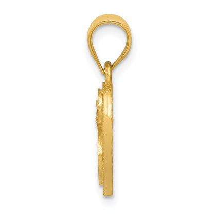 14K Two-Tone Heart Letter S Initial Pendant