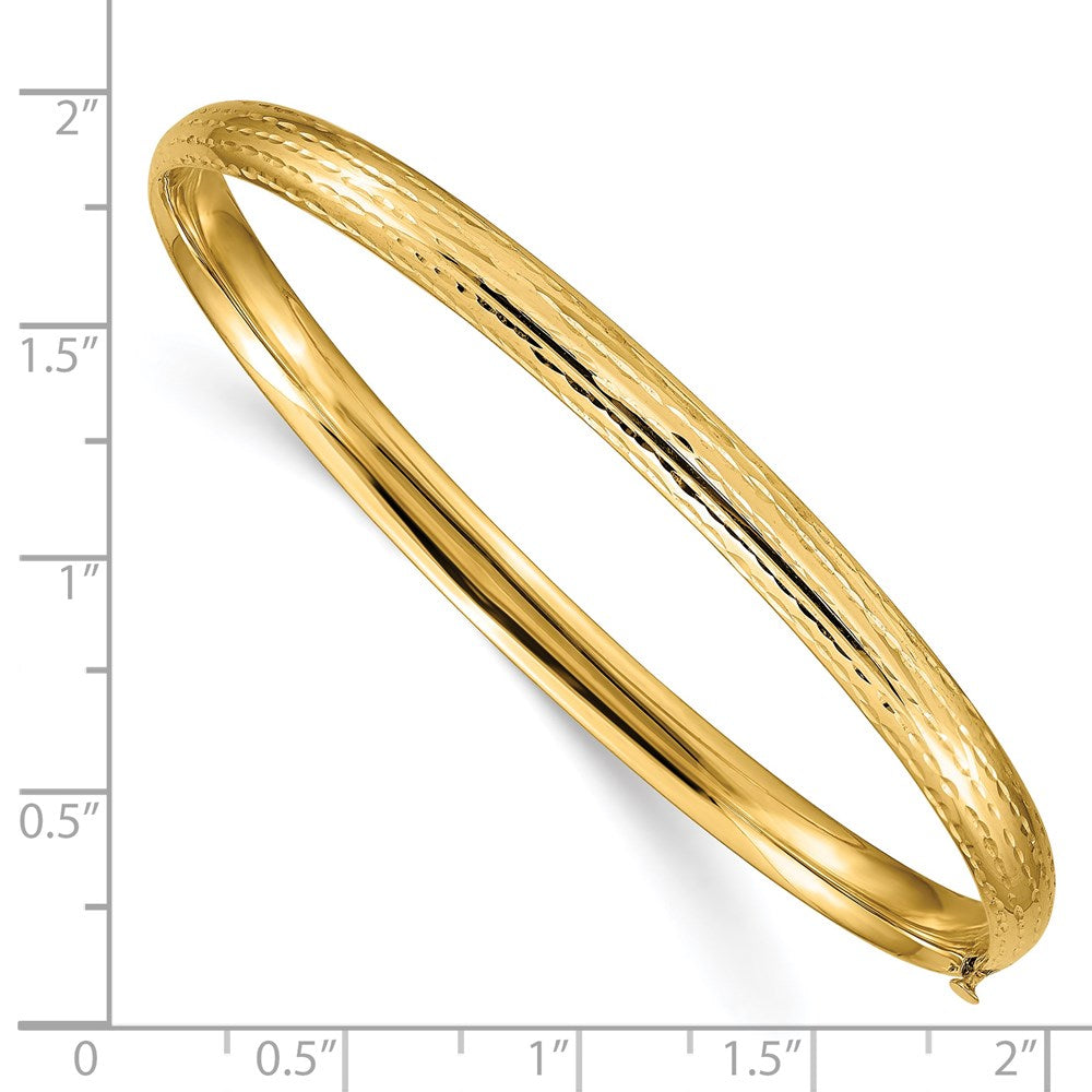 14K Yellow Gold 3/16 Diamond-Cut Fancy Hinged Bangle Bracelet