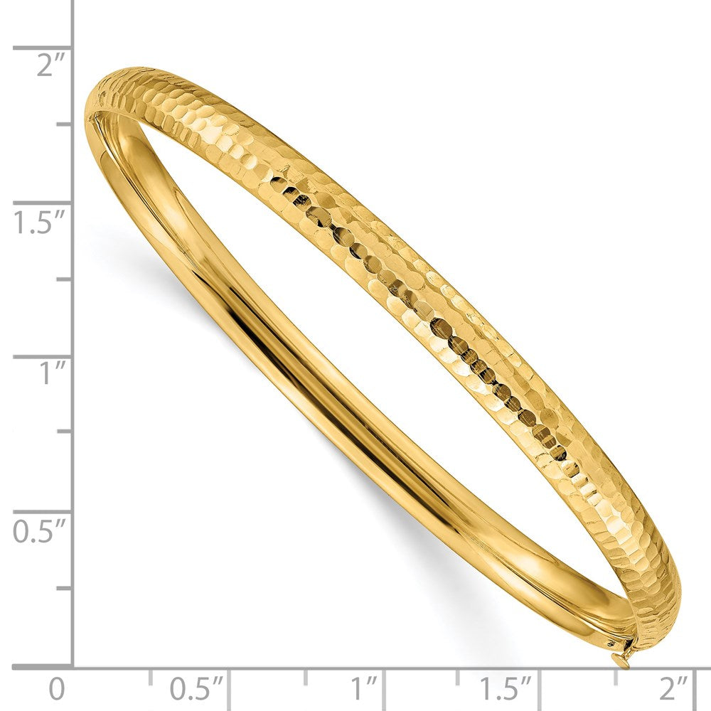7 Inch 14K 3/16 Fancy Hammered Hinged Bangle Bracelet