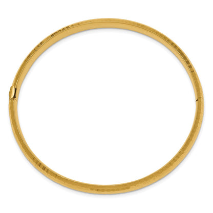 7.25 Inch 14K 4/16 Hammered Fancy Hinged Bangle Bracelet