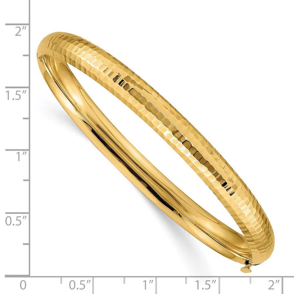 7.25 Inch 14K 4/16 Hammered Fancy Hinged Bangle Bracelet