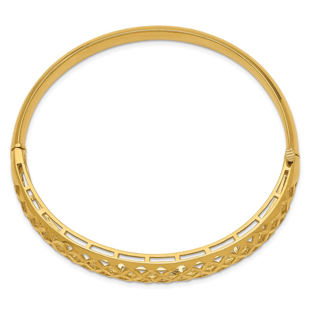 7 Inch 14K 6.25-12.5mm Graduated Fancy Weave Hinged Bangle Bracelet