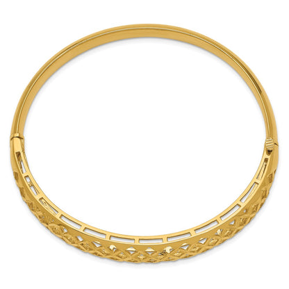 7 Inch 14K 6.25-12.5mm Graduated Fancy Weave Hinged Bangle Bracelet
