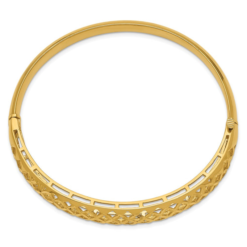 7 Inch 14K 6.25-12.5mm Graduated Fancy Weave Hinged Bangle Bracelet