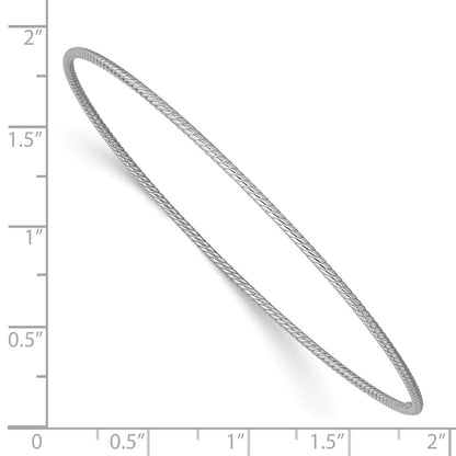 8 Inch 14K 1.5mm White Gold Textured Slip-On Bangle Bracelet