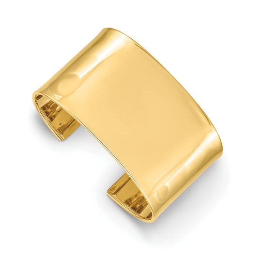 14k Yellow Gold 37mm Polished Cuff Bangle