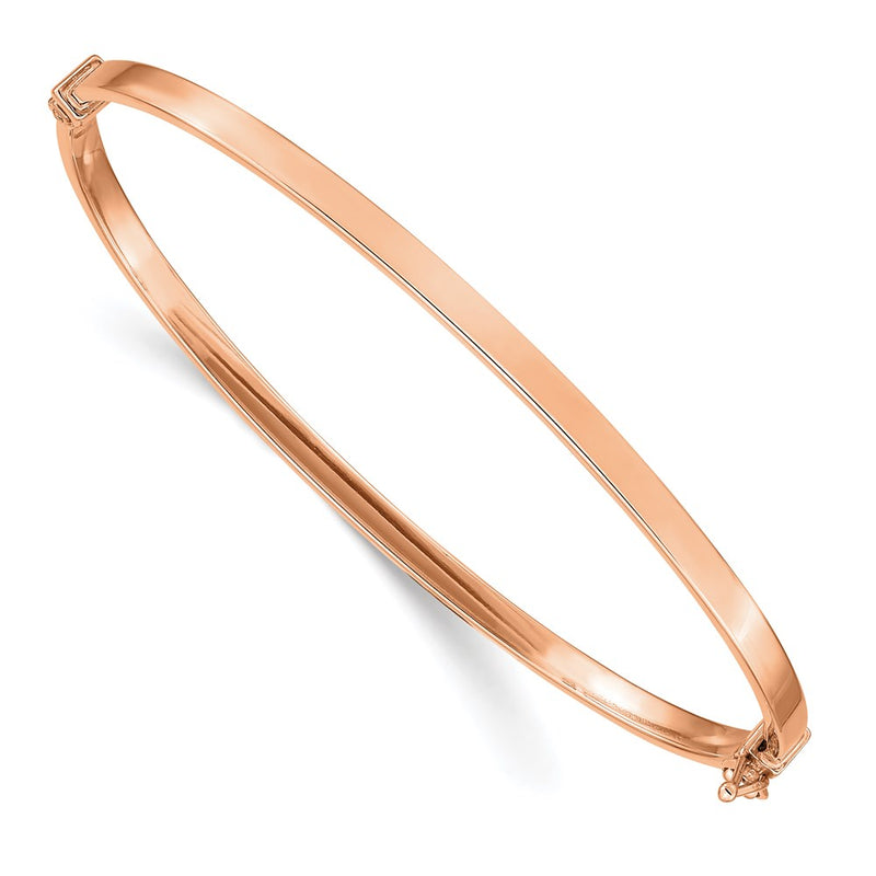 7 Inch 14K Rose Gold Polished Hinged Bangle Bracelet