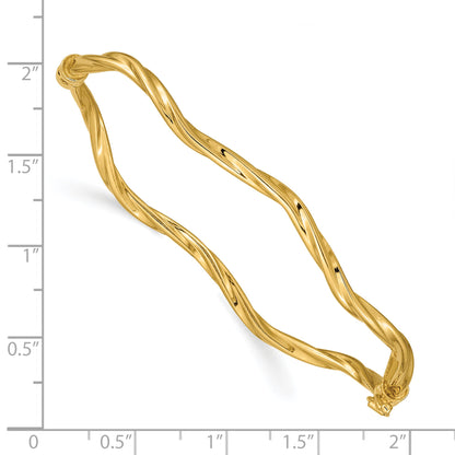 7 Inch 14K Polished Twisted Hinged Bangle Bracelet