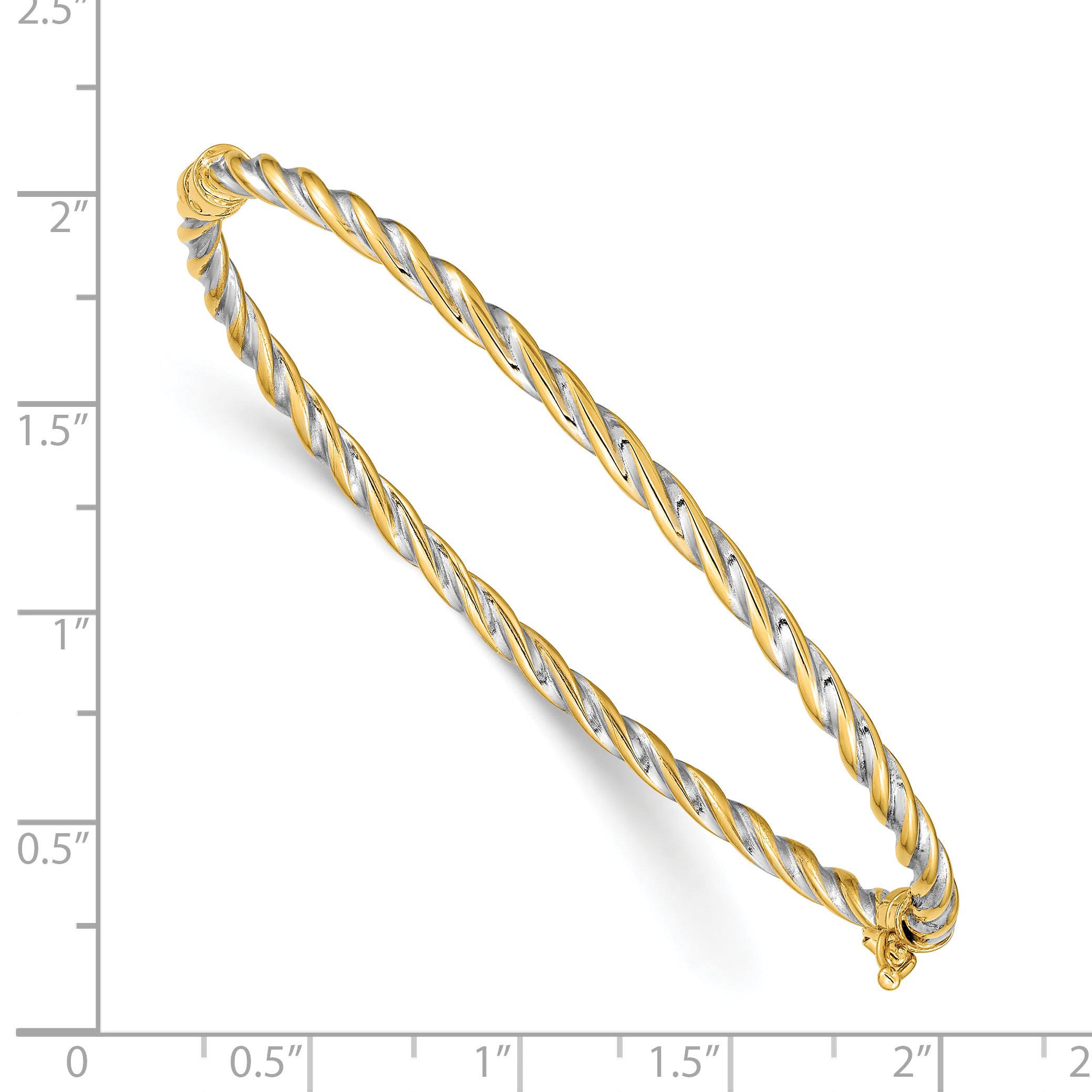 7 Inch 14K Two-Tone Polished Hinged Bangle Bracelet