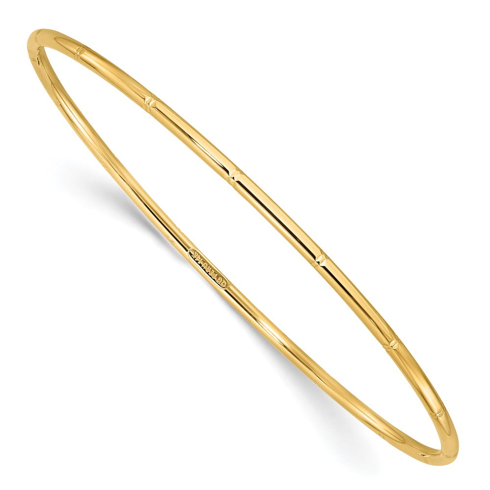 14K Yellow Gold 2.00mm D/c Polished Slip on Bangle