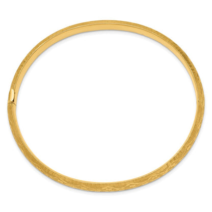 7 Inch 14K 4/16 Diamond-Cut Fancy Hinged Bangle Bracelet