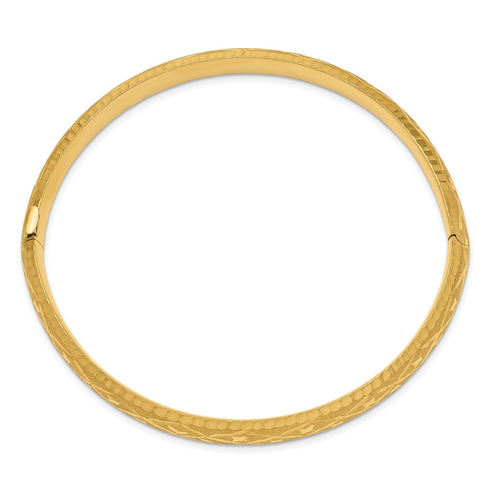 7 Inch 14K 5/16 Diamond-Cut Fancy Hinged Bangle Bracelet