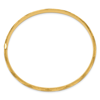 14K Yellow Gold 3/16 Diamond-Cut Fancy Hinged Bangle Bracelet