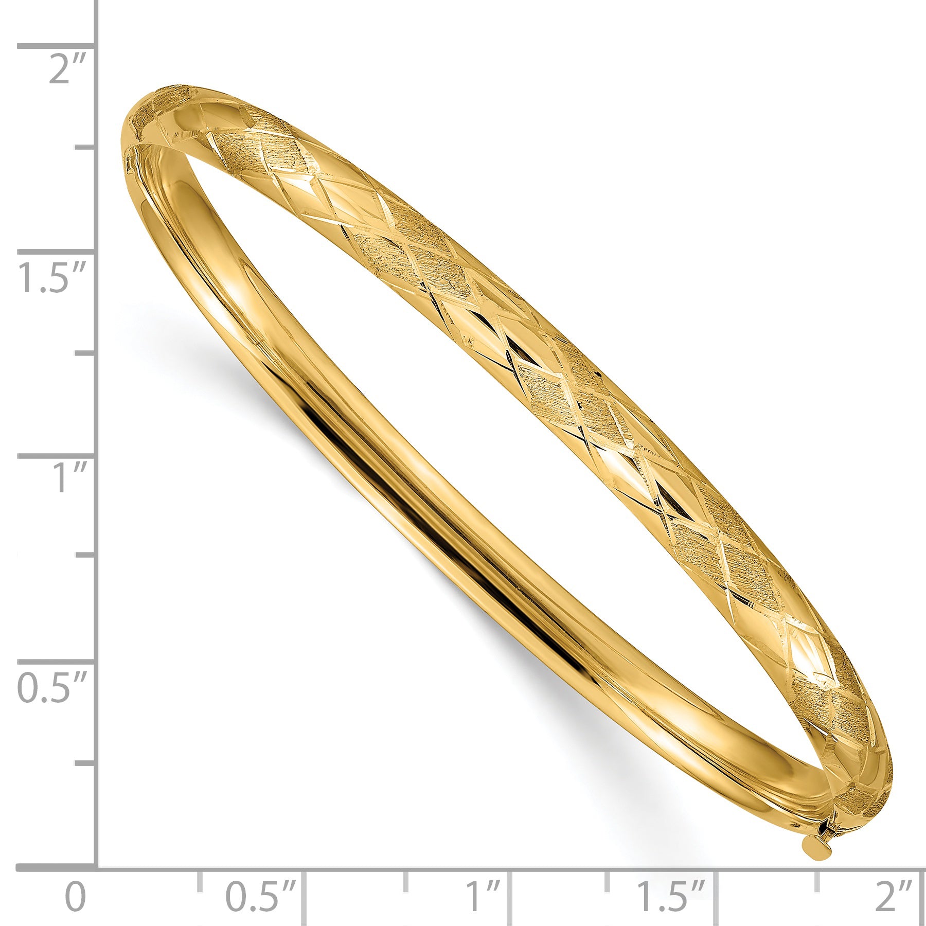 14K Yellow Gold 3/16 Diamond-Cut Fancy Hinged Bangle Bracelet