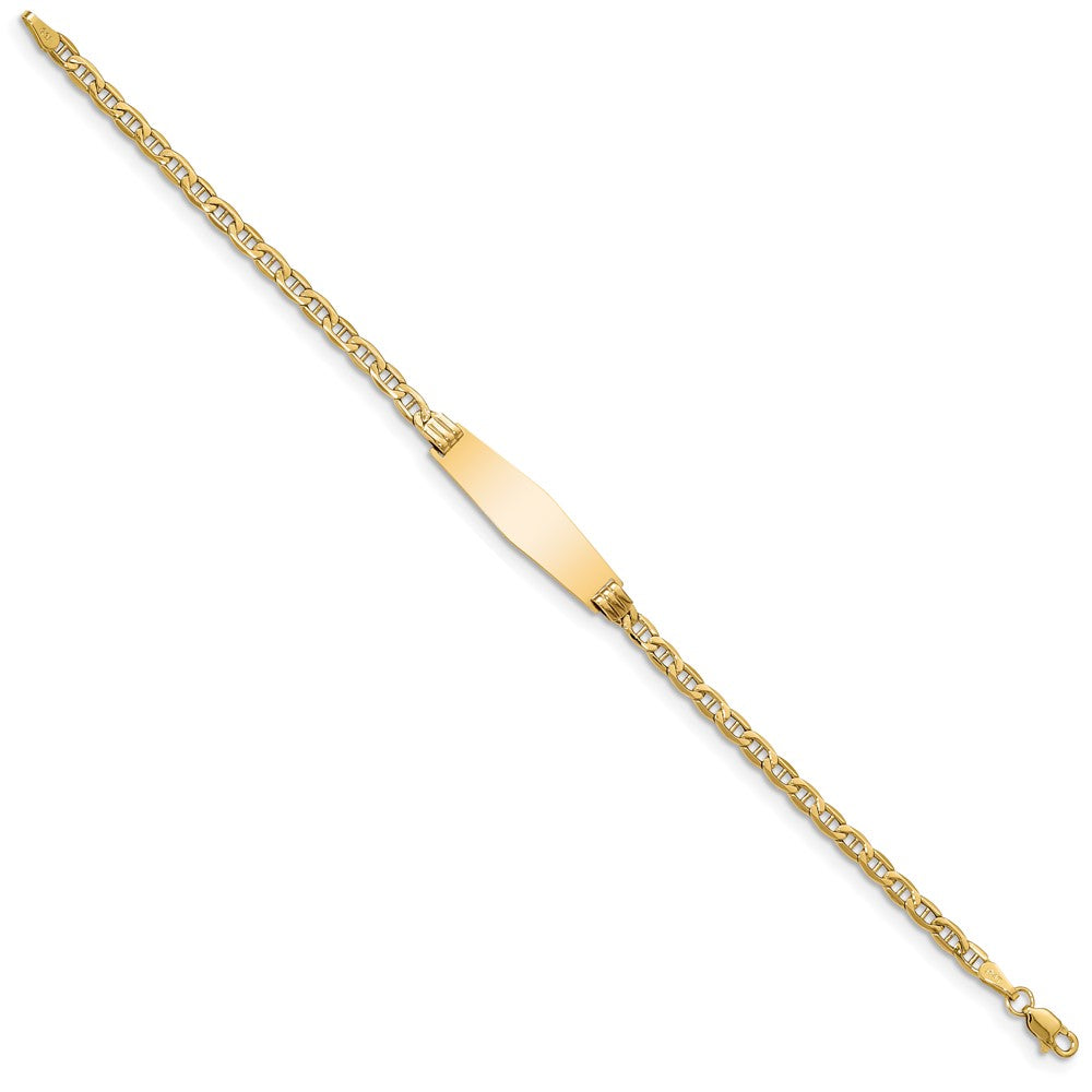 7 Inch 14K Semi-Solid Soft Diamond Shape Anchor Link Id Bracelet
