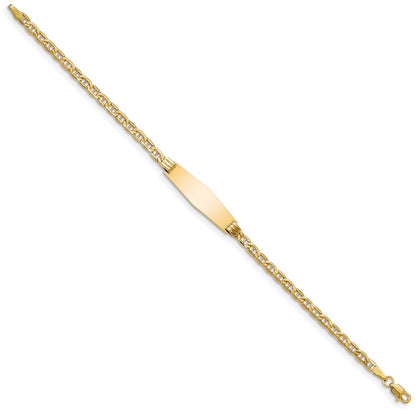 7 Inch 14K Semi-Solid Soft Diamond Shape Anchor Link Id Bracelet