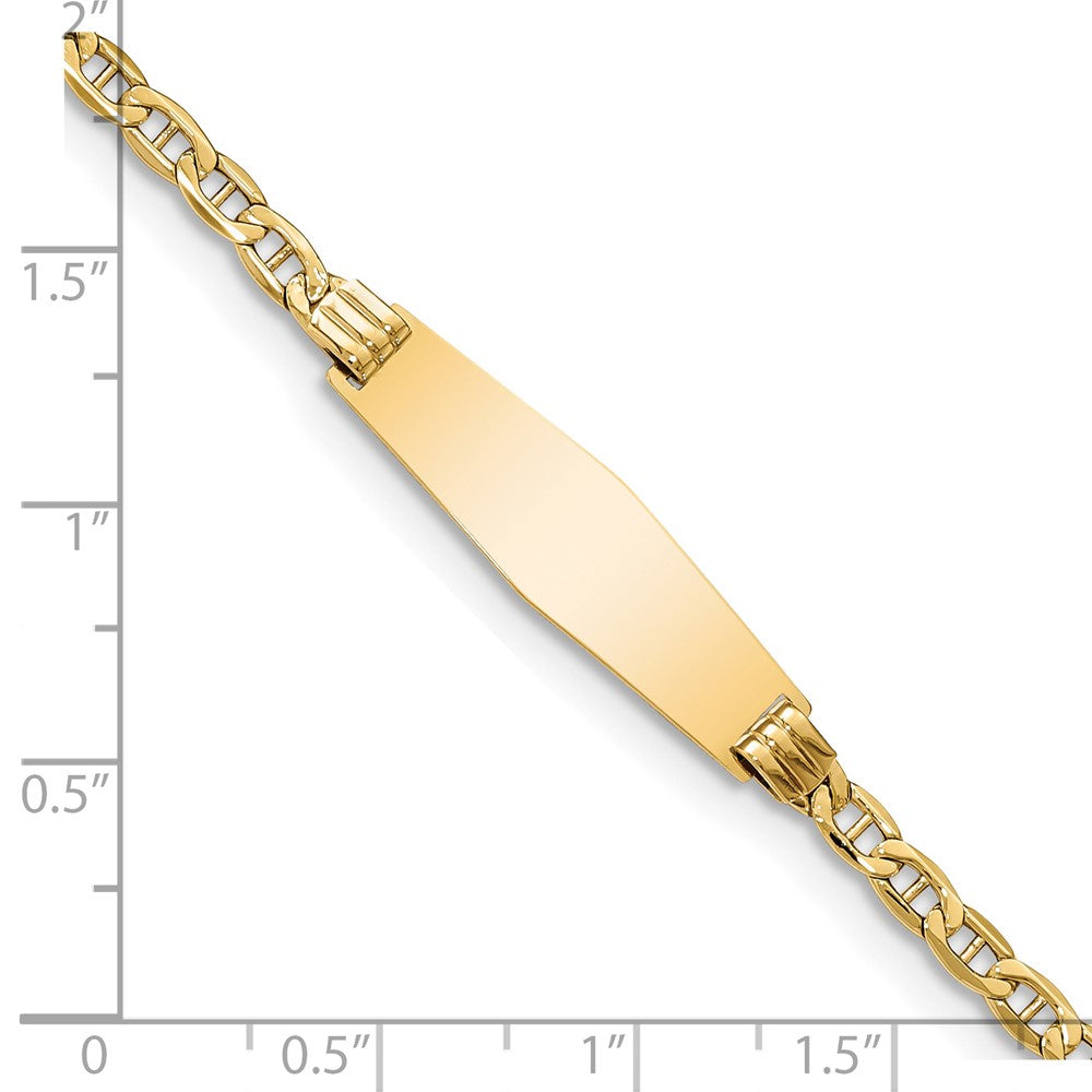 7 Inch 14K Semi-Solid Soft Diamond Shape Anchor Link Id Bracelet