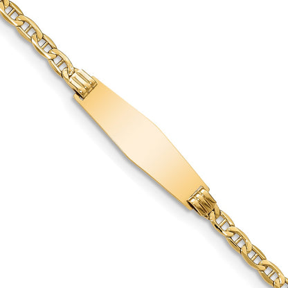 8 Inch 14K Semi-Solid Soft Diamond Shape Anchor Link Id Bracelet