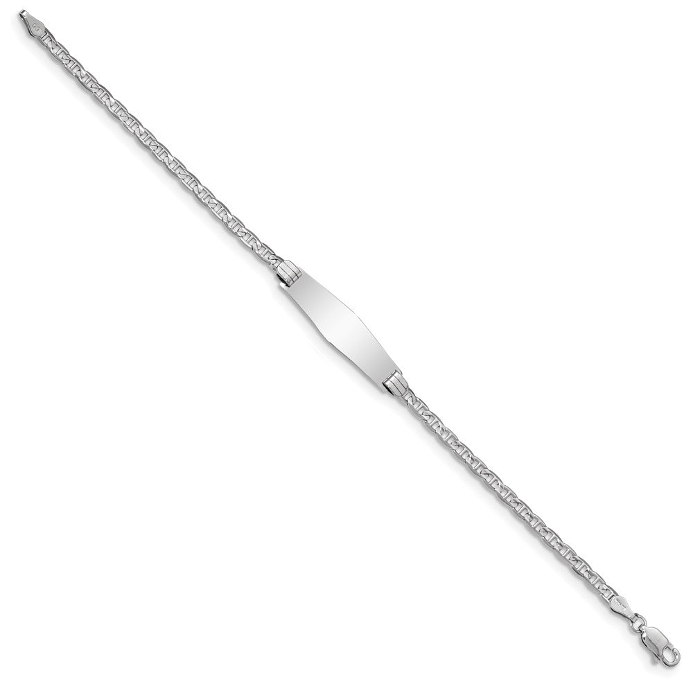 14K Wg Semi-Solid Soft Diamond Shape Anchor Link Id Bracelet