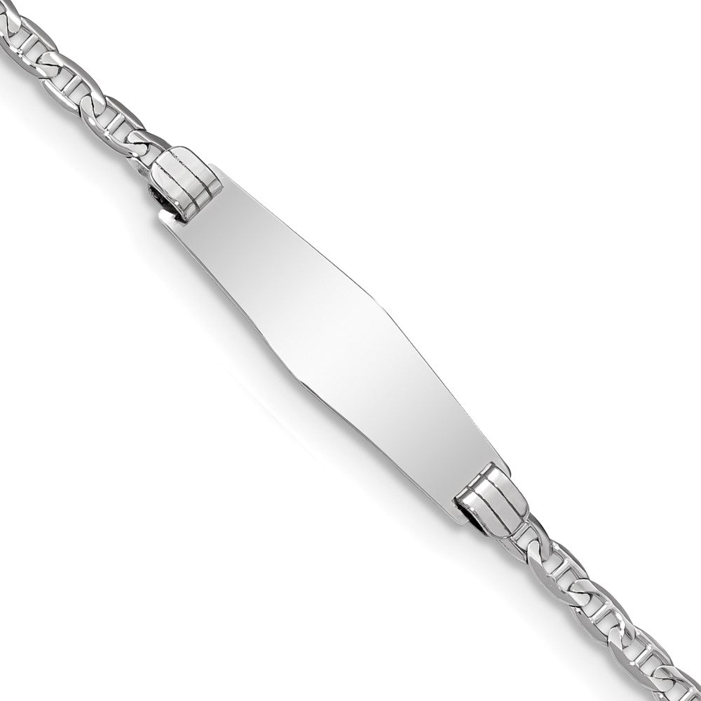 14K Wg Semi-Solid Soft Diamond Shape Anchor Link Id Bracelet
