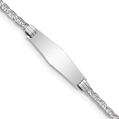 14K Wg Semi-Solid Soft Diamond Shape Anchor Link Id Bracelet
